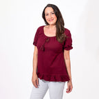 MAISON Cotton Gypsy Top (Size L) - Oxblood