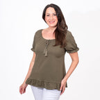 MAISON Cotton Gypsy Top (Size M) - Khaki