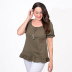 MAISON Cotton Gypsy Top (Size M) - Khaki