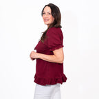 MAISON Cotton Gypsy Top (Size S) - Oxblood