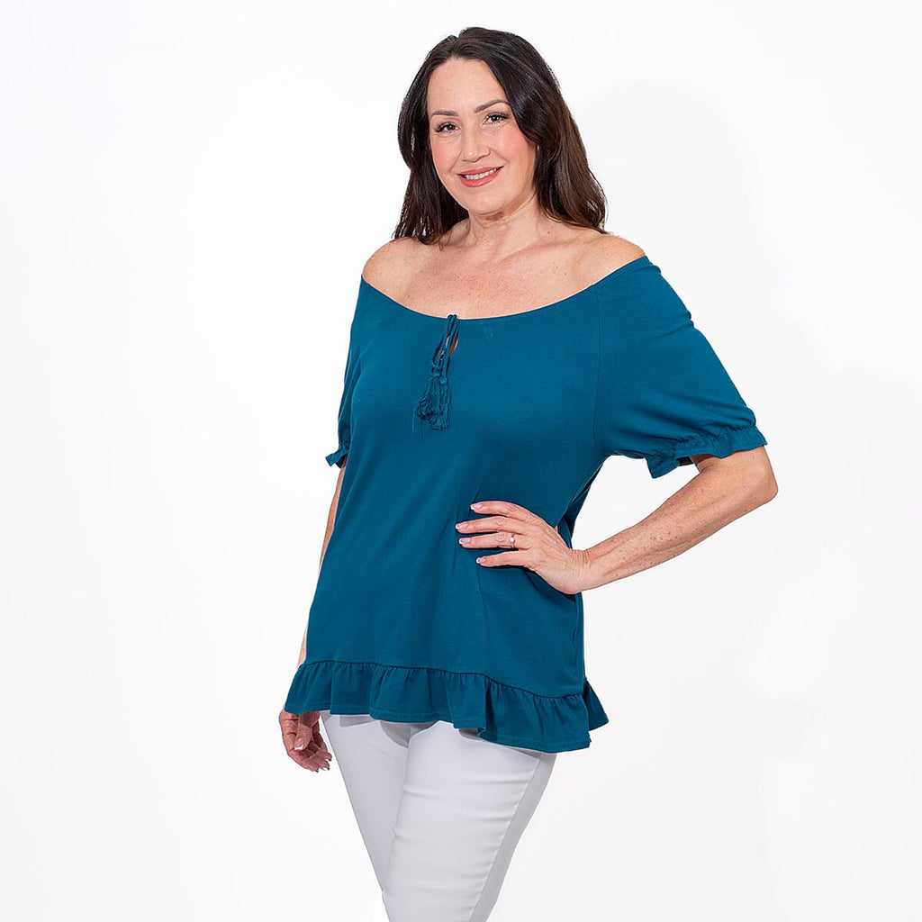 MAISON Cotton Gypsy Top (Size S) - Teal