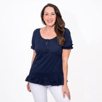 MAISON Cotton Gypsy Top (Size XL) - Navy