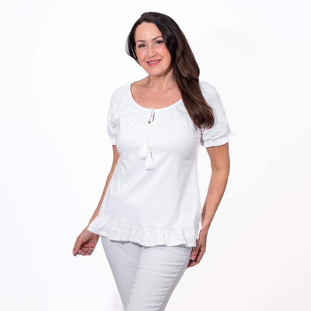 MAISON Cotton Gypsy Top (Size XL) - White