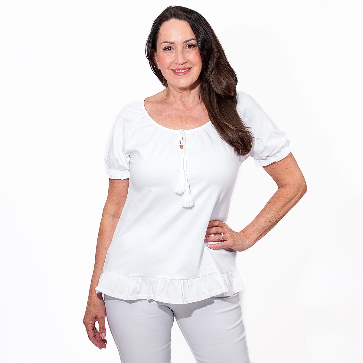 MAISON Cotton Gypsy Top (Size XL) - White