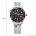 MAJESTY Diver Automatic Mechanical Miyota 8215 5ATM WR Black Hydraulic Dial - Two-Tone Case Mens Watch with Two-Tone Stainless Steel Strap