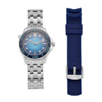 MAJESTY Diver Automatic Mechanical Miyota 8215 5ATM WR Gradual Blue Dial - Silver Case Mens Watch with Silver Stainless Steel Strap