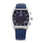MAJESTY Multifunction VD53 Japan Quartz 3ATM WR Blue Hydraulic Dial - Silver Crystal Case Mens Watch with Blue Leather Strap