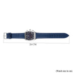 MAJESTY Multifunction VD53 Japan Quartz 3ATM WR Blue Hydraulic Dial - Silver Crystal Case Mens Watch with Blue Leather Strap