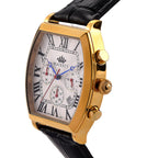 MAJESTY Multifunction VD53 Japan Quartz 3ATM WR White Hydraulic Dial - Gold Crystal Case Mens Watch with Black Leather Strap