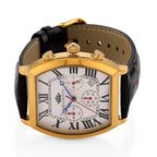 MAJESTY Multifunction VD53 Japan Quartz 3ATM WR White Hydraulic Dial - Gold Crystal Case Mens Watch with Black Leather Strap