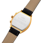 MAJESTY Multifunction VD53 Japan Quartz 3ATM WR White Hydraulic Dial - Gold Crystal Case Mens Watch with Black Leather Strap