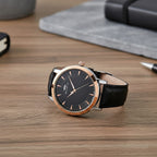 MAJESTY Quartz PC21S 3ATM WR Black Hydraulic Dial - Two-Tone Case Mens Watch with Black PU Strap