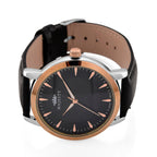 MAJESTY Quartz PC21S 3ATM WR Black Hydraulic Dial - Two-Tone Case Mens Watch with Black PU Strap