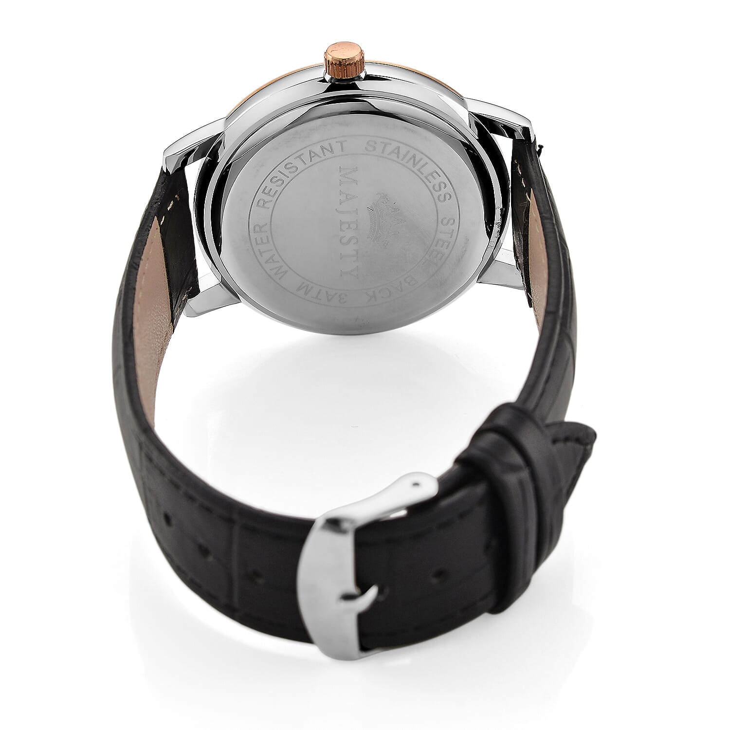 MAJESTY Quartz PC21S 3ATM WR Black Hydraulic Dial - Two-Tone Case Mens Watch with Black PU Strap