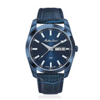 MATHEY TISSOT I Day-Date Swiss Ronda 517 Quartz Movt. 5ATM WR Blue Dial - Blue Case Mens Watch with Blue Leather Strap H453BULM