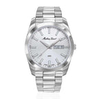MATHEY TISSOT I Day-Date Swiss Ronda 517 Quartz Movt. 5ATM WR Silver Dial - Silver Case Mens Watch with Silver Stainless Steel Strap H453AS