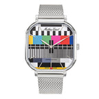 MATHEY TISSOT Monsoon Square TV Ronda Movt. 5ATM WR Multi Dial Mens Watch with Silver Colour Stainless Steel Mesh Strap