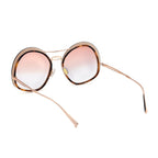 MAX MARA Ladies Gold and Brown Tort Oversized Sunglasses with Pink Lenses