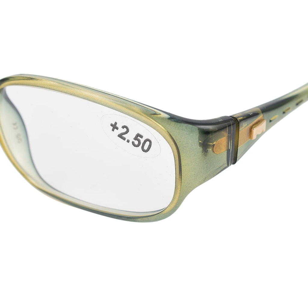 MAX MARA Rectangular Readers with Decorative Temples (Power 2.50) - Olive