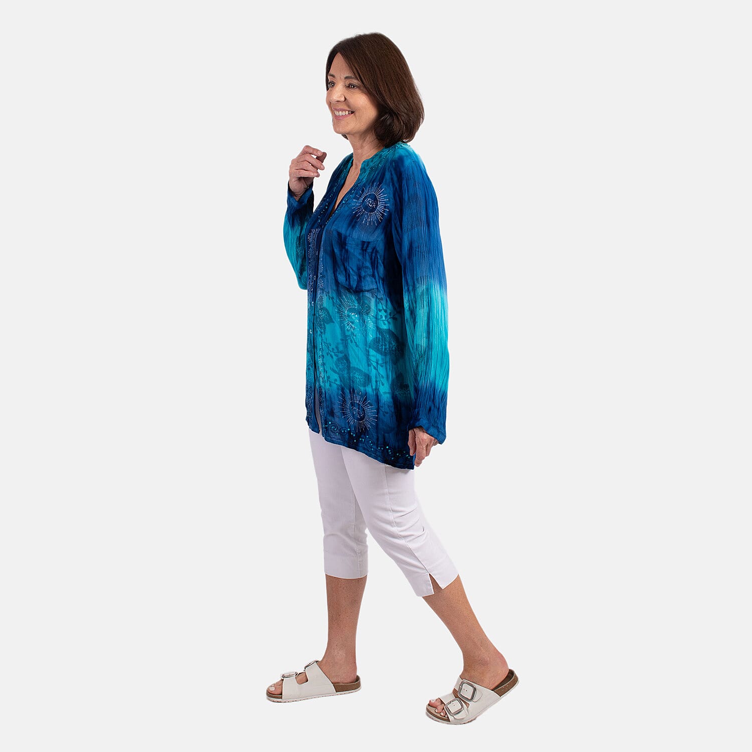 MITZY 100% Viscose Ladies Shirt (Size 10 - 12) - Turquoise