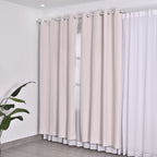 MONEY SAVER- Set of 2 -UV Protected Heat Retaining Thermal, Blackout Curtains with Metal Eyelets (Size 240x132 Cm -  94.4 x 51.9 inches) - Cream