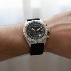 MORPHIC M53 Series Japanese Quartz Movt. 5ATM Water Resistant Black Dial Mens Watch with Black Colour Leather Strap and Silver-Tone Case