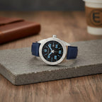 MORPHIC M63 Series Japanese Quartz Movt. 5ATM Water Resistant Black Dial Mens Watch with Black Colour Leather Strap and Silver-Tone Case