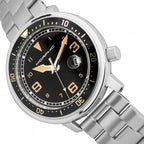 MORPHIC M74 Series Japanese Quartz Movt. 5ATM Water Resistant Black Dial Mens Watch with Silver Colour Stainless Steel Strap
