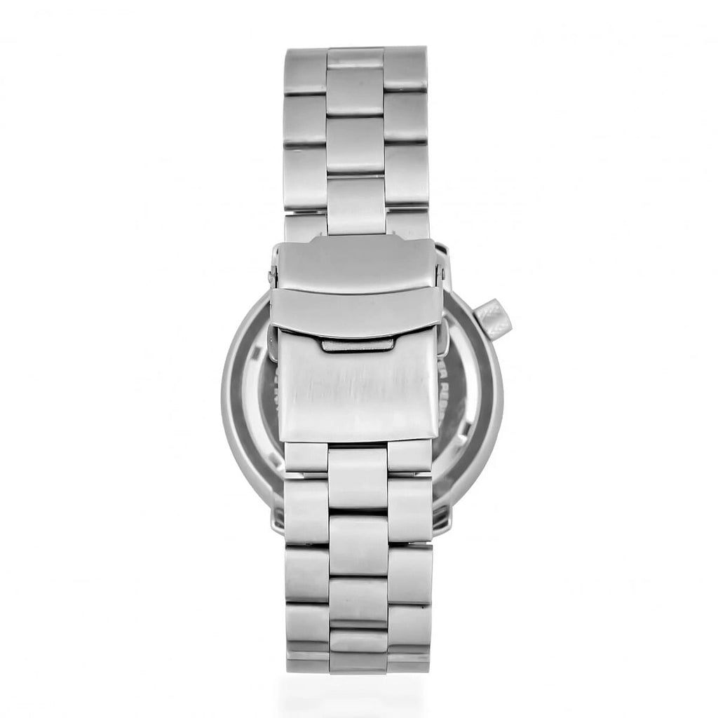 MORPHIC M74 Series Japanese Quartz Movt. 5ATM Water Resistant Black Dial Mens Watch with Silver Colour Stainless Steel Strap