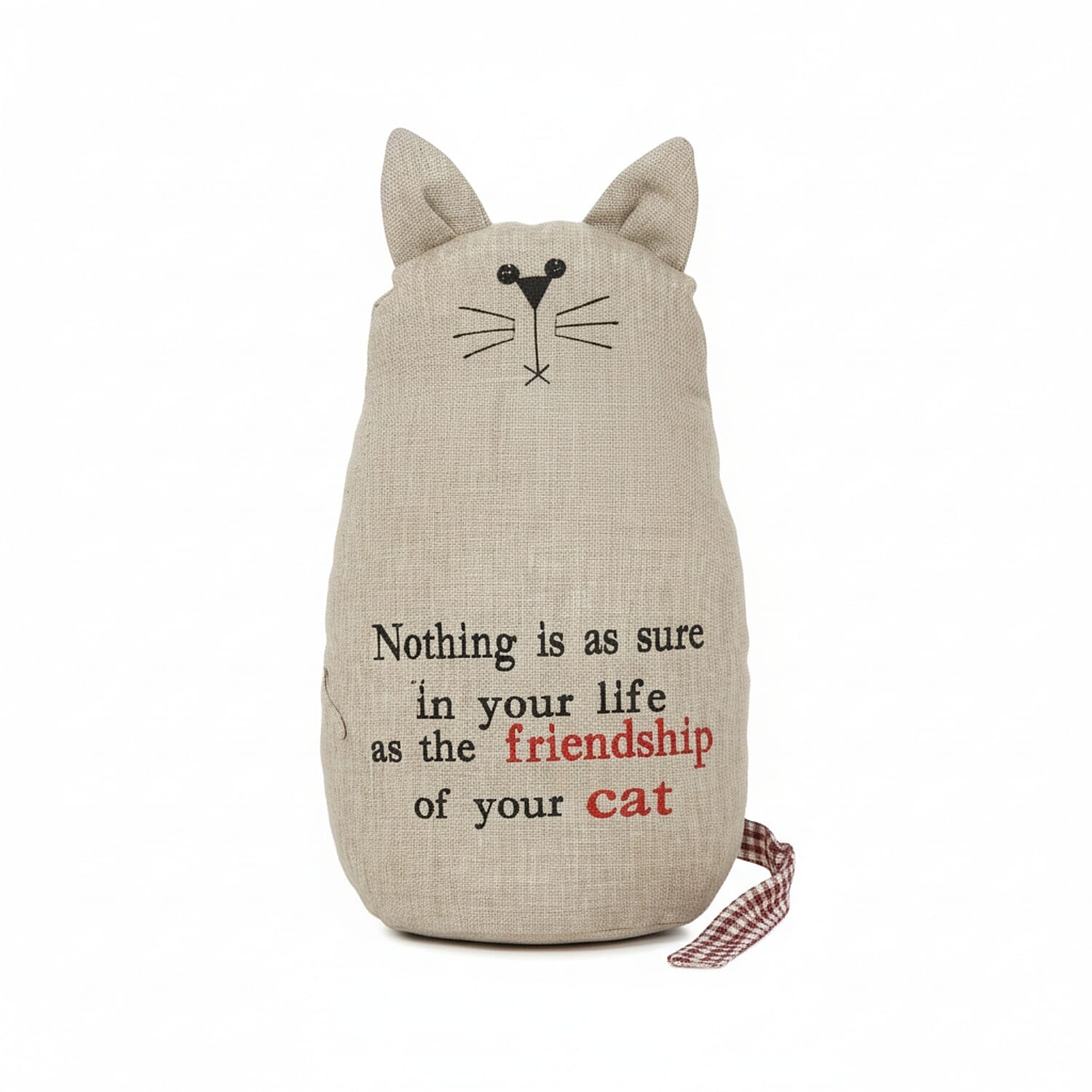 MX Cat Door Stopper - Rustic Decorative with Friendship Quote - Cream