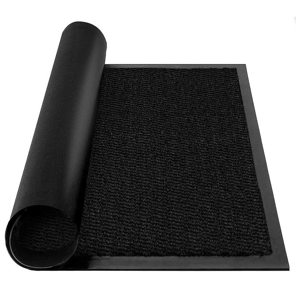 IW Rubber Rug and Door Mat (Size 60x120 cm) - Black