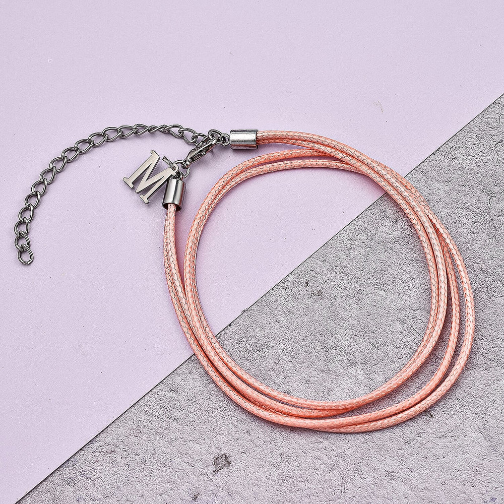 Maelle- Recognition Bracelet (Size 7- 8.5 with Extender) with M Charm in Peach Colour