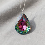 Magic Color Crystal Pendant with Chain (Size 24) Stainless Steel  2.010  Ct.