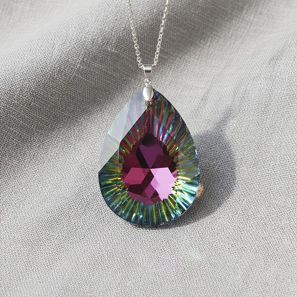 Magic Color Crystal Pendant with Chain (Size 24) Stainless Steel  2.010  Ct.