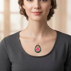Magic Color Crystal Pendant with Chain (Size 24) Stainless Steel  2.010  Ct.
