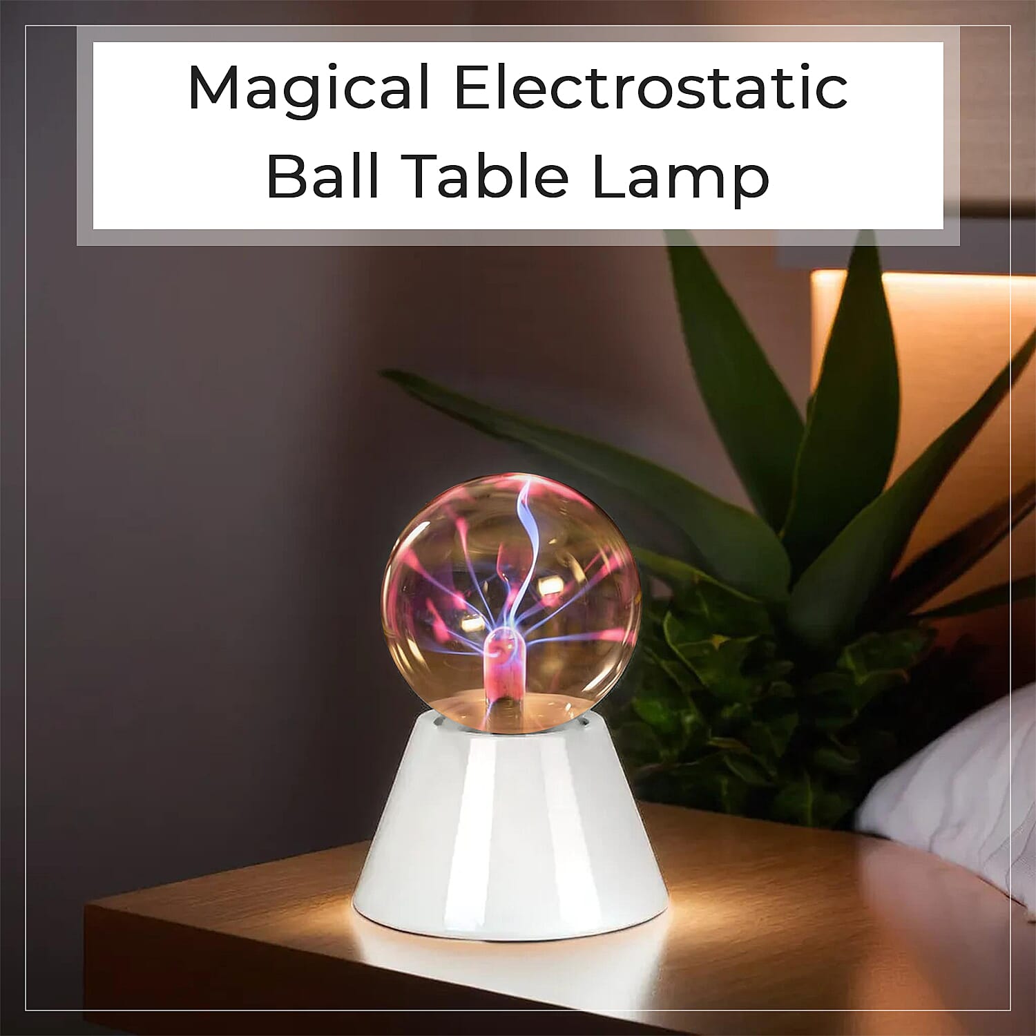 Magical Electrostatic Ball Table Lamp (Battery 4 AAA (Not Inc.) - White