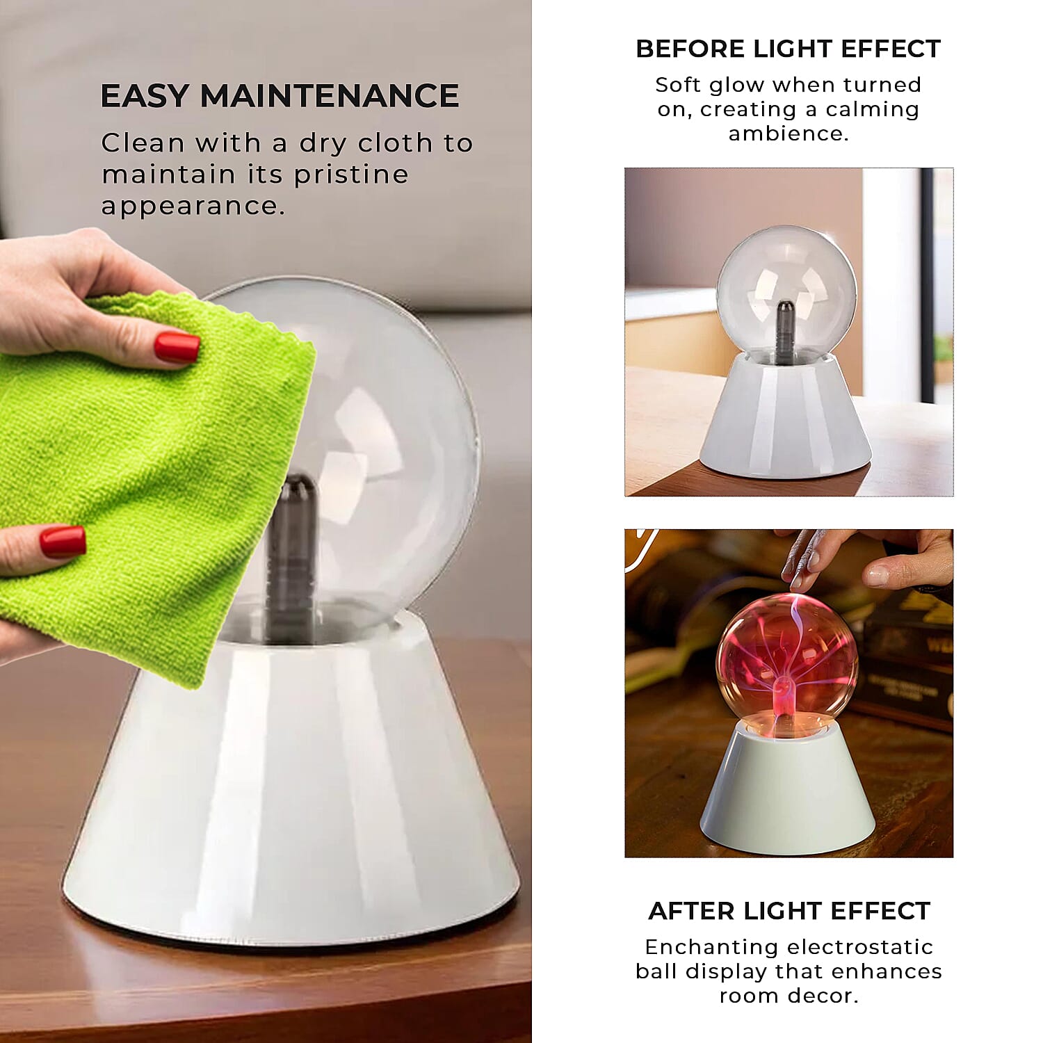 Magical Electrostatic Ball Table Lamp (Battery 4 AAA (Not Inc.) - White