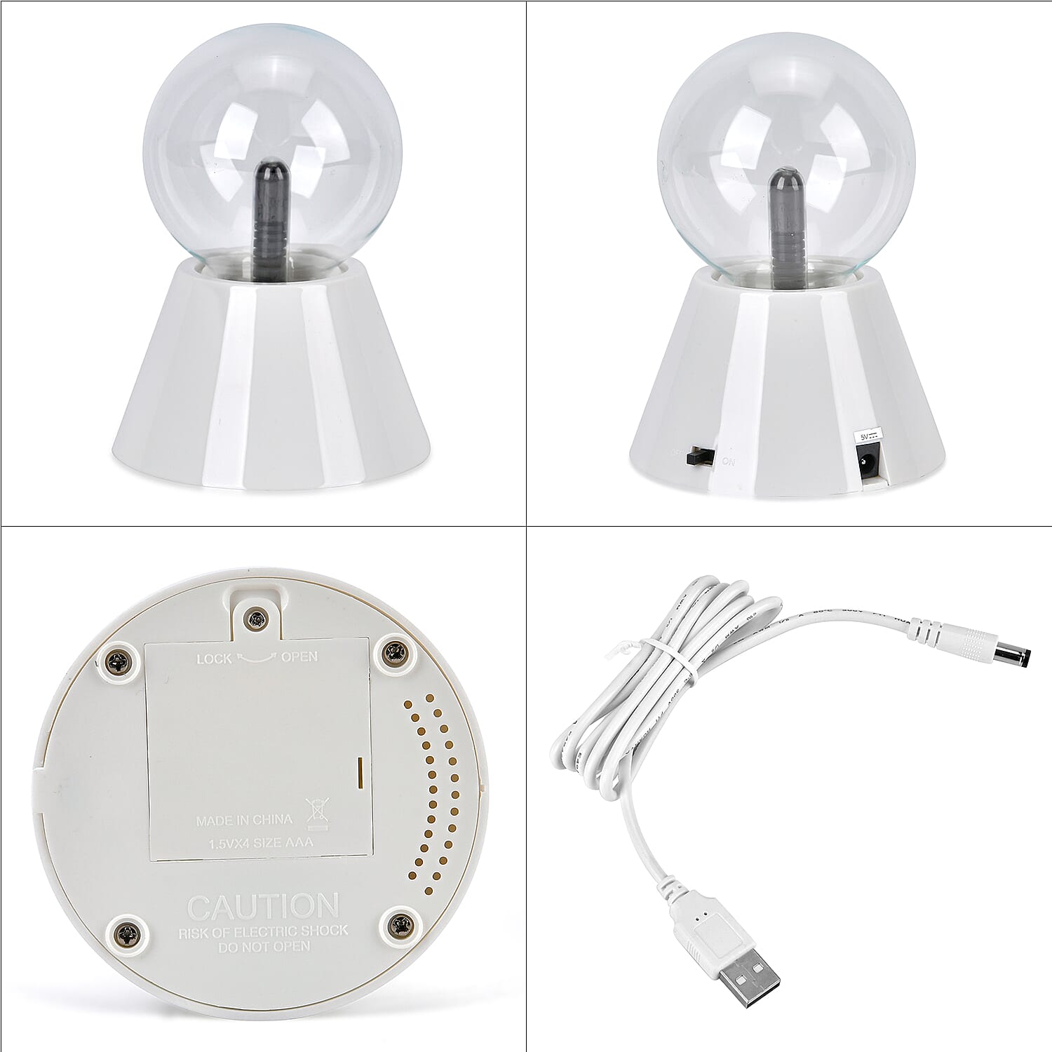 Magical Electrostatic Ball Table Lamp (Battery 4 AAA (Not Inc.) - White