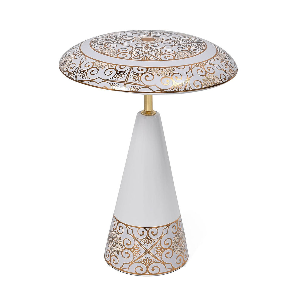 Turkish Magnetic Cordless Table Lamp with 3 Color Modes, Touch Control and 360 degree Rotation (31 Cm) - White & Gold