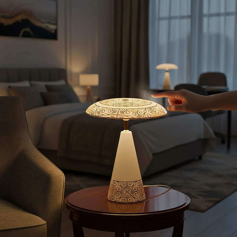 Turkish Magnetic Cordless Table Lamp with 3 Color Modes, Touch Control and 360 degree Rotation (31 Cm) - Mocha & Gold