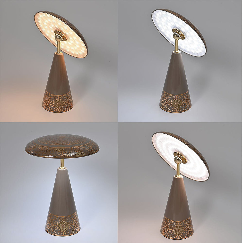 Turkish Magnetic Cordless Table Lamp with 3 Color Modes, Touch Control and 360 degree Rotation (31 Cm) - Mocha & Gold
