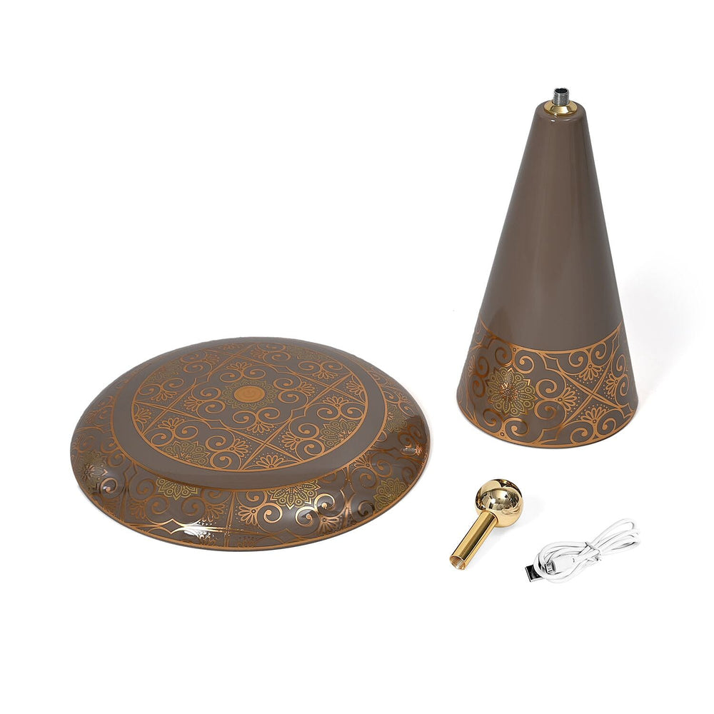 Turkish Magnetic Cordless Table Lamp with 3 Color Modes, Touch Control and 360 degree Rotation (31 Cm) - Mocha & Gold