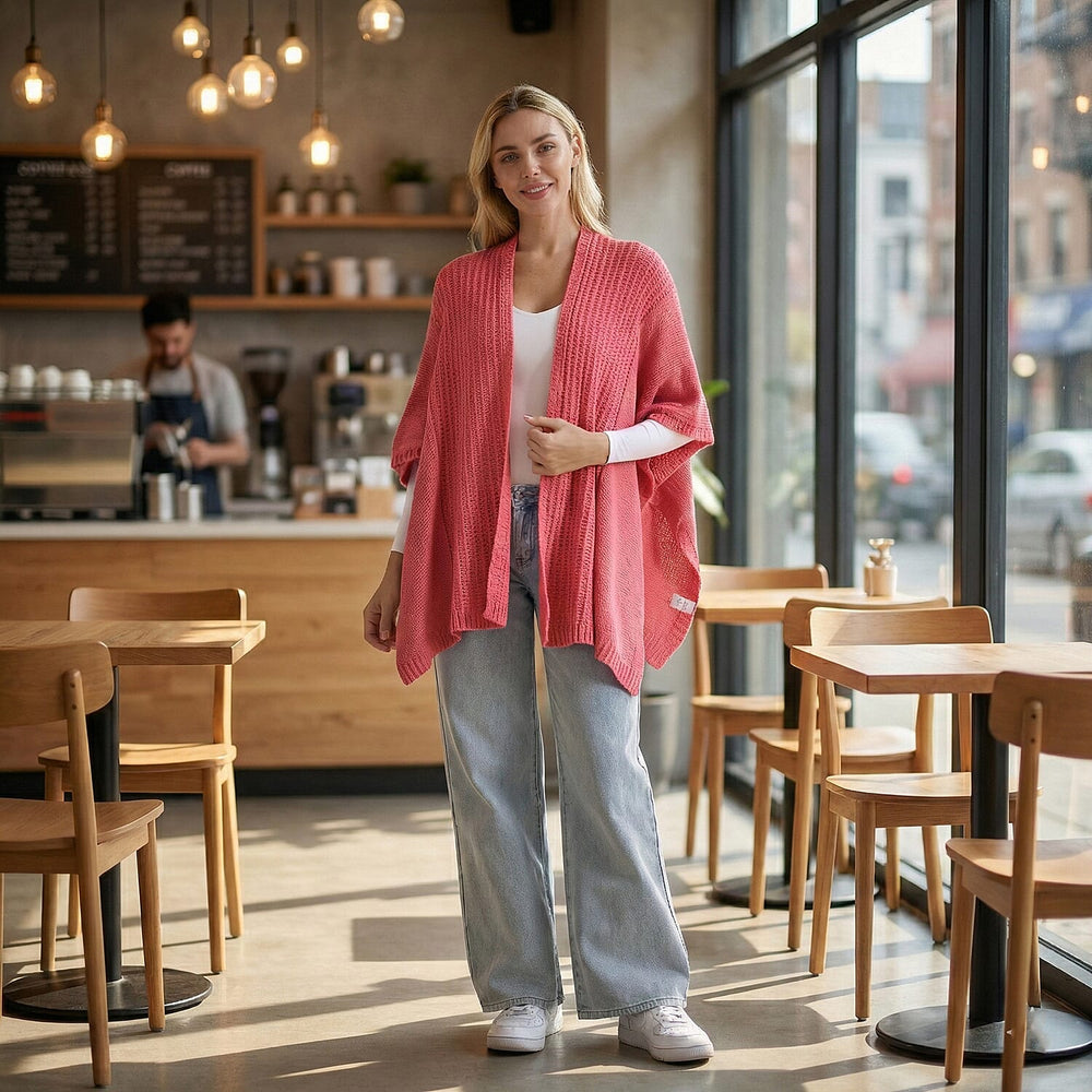 - Maisi 100% Acrylic Relax Fit Cardigan (One Size - 8 to 26) - Red