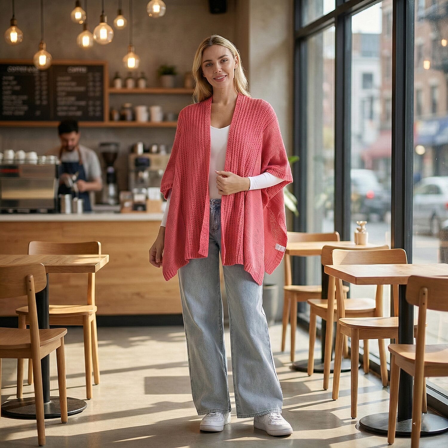 - Maisi 100% Acrylic Relax Fit Cardigan (One Size - 8 to 26) - Red