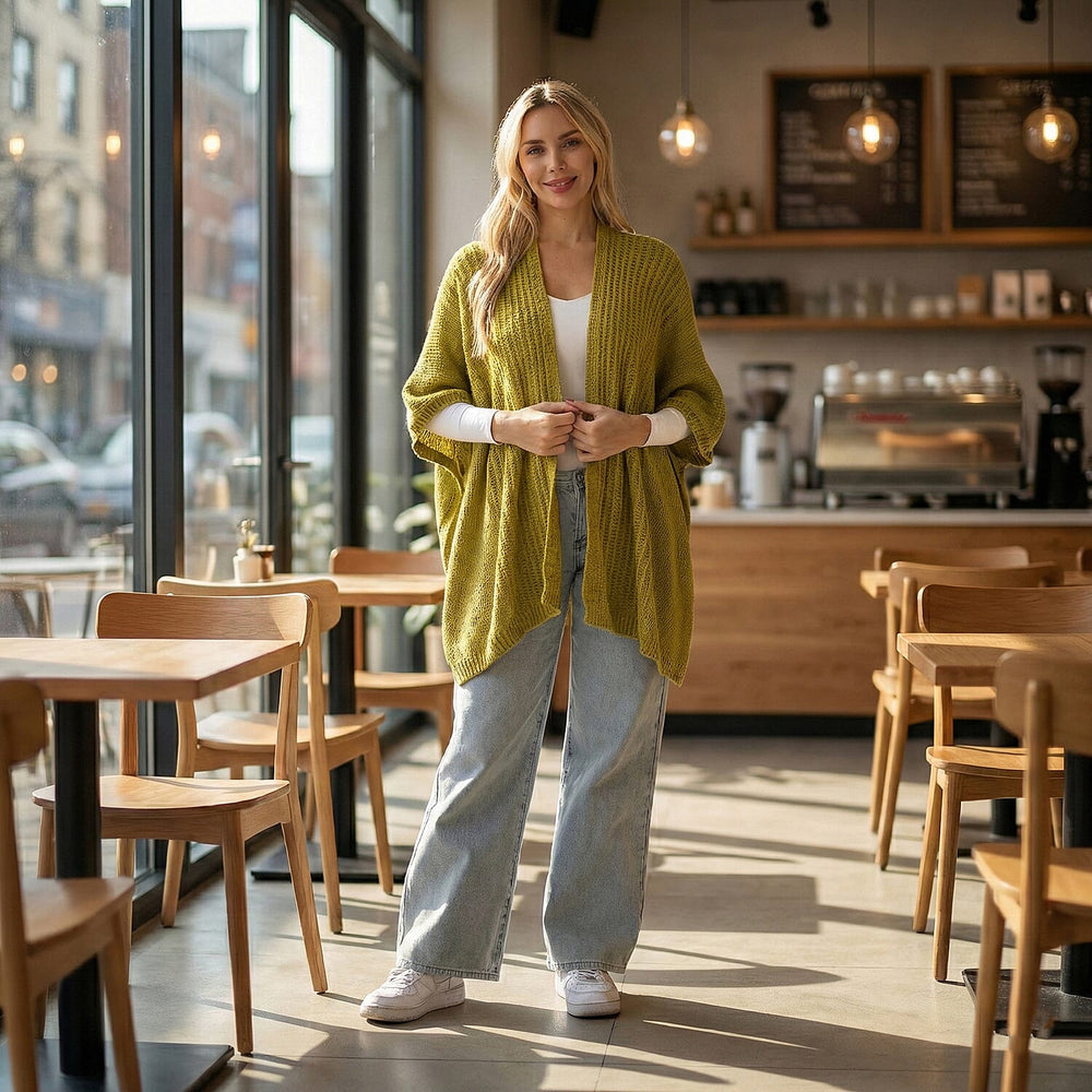 - Maisi 100% Acrylic Relax Fit Cardigan (One Size - 8 to 26) - Olive