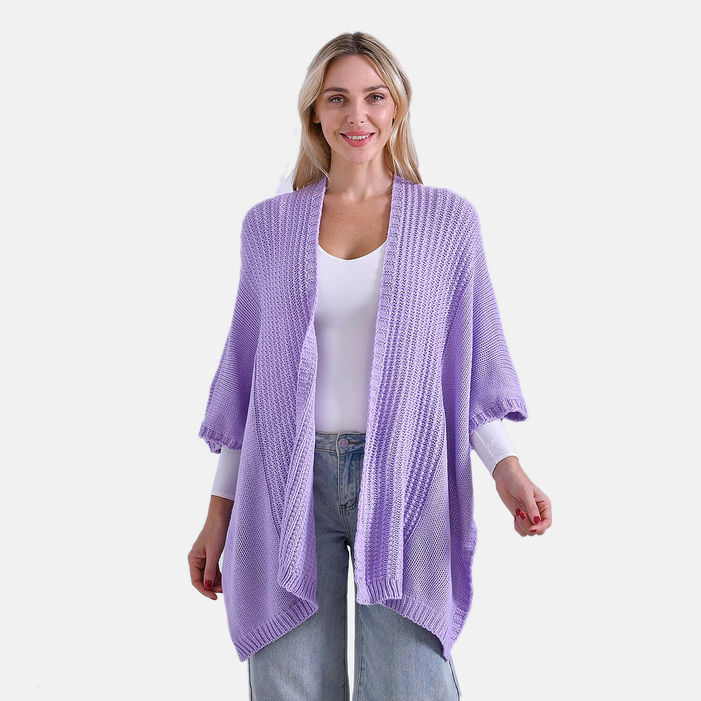 - Maisi 100% Acrylic Relax Fit Cardigan (One Size - 8 to 26) - Purple
