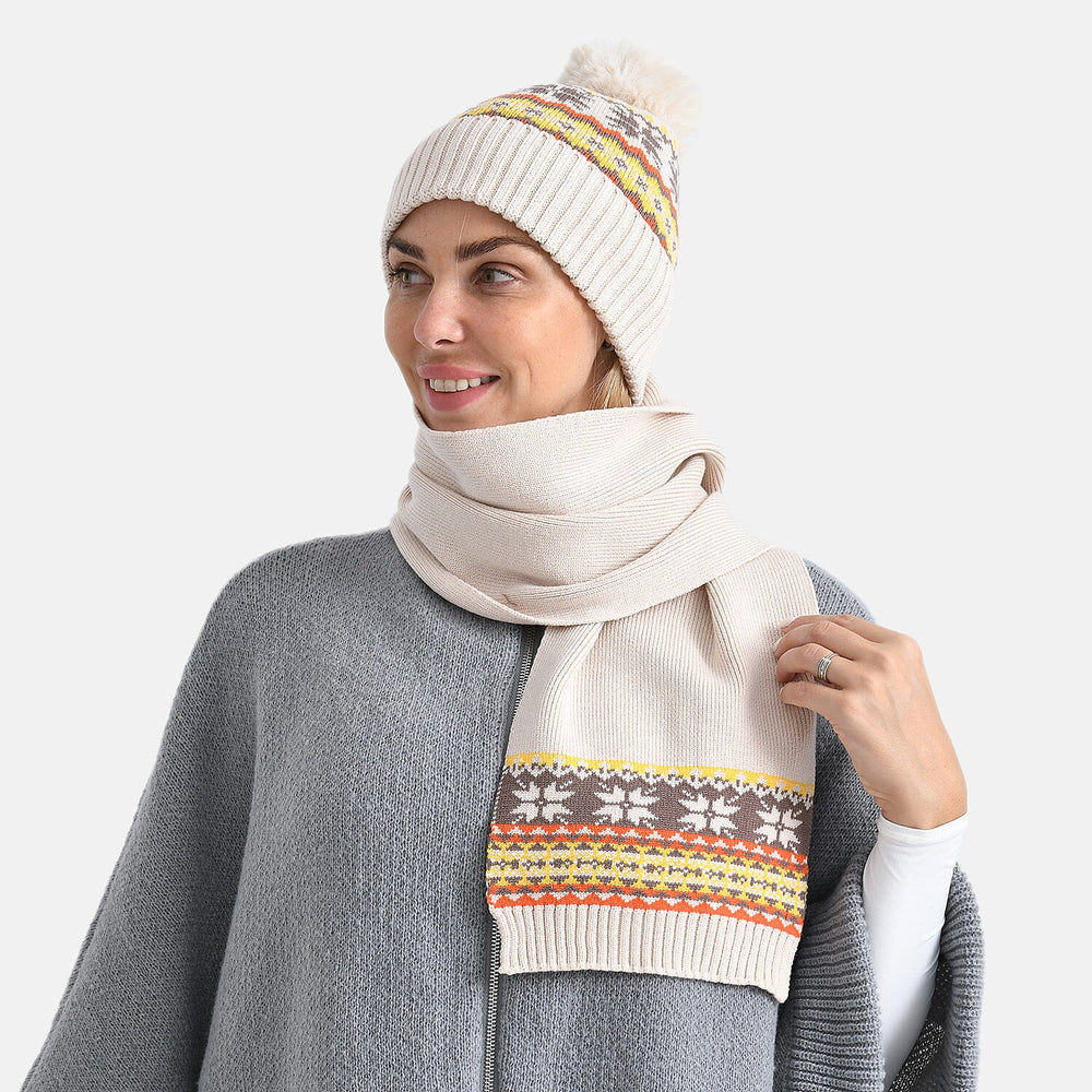 Styled By 2 Piece Set Hat - Scarf - Beige