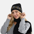 - Maisi Knitted Cozy Set of Two Scarf and Hat - Black