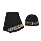 - Maisi Knitted Cozy Set of Two Scarf and Hat - Black