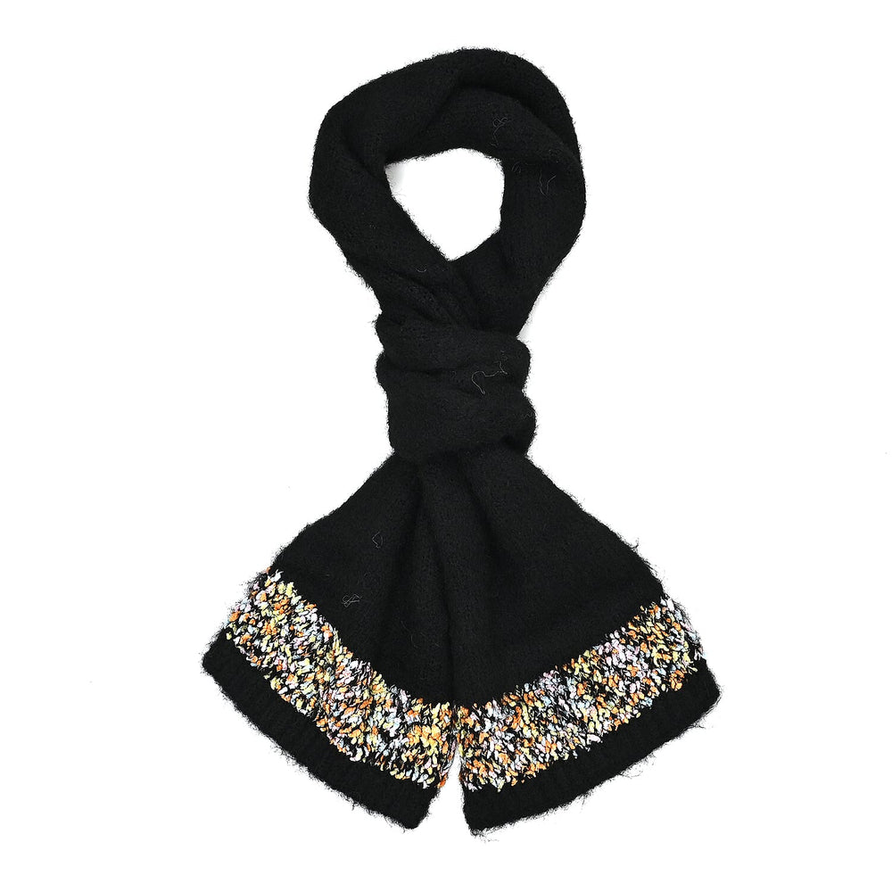 - Maisi Knitted Cozy Set of Two Scarf and Hat - Black